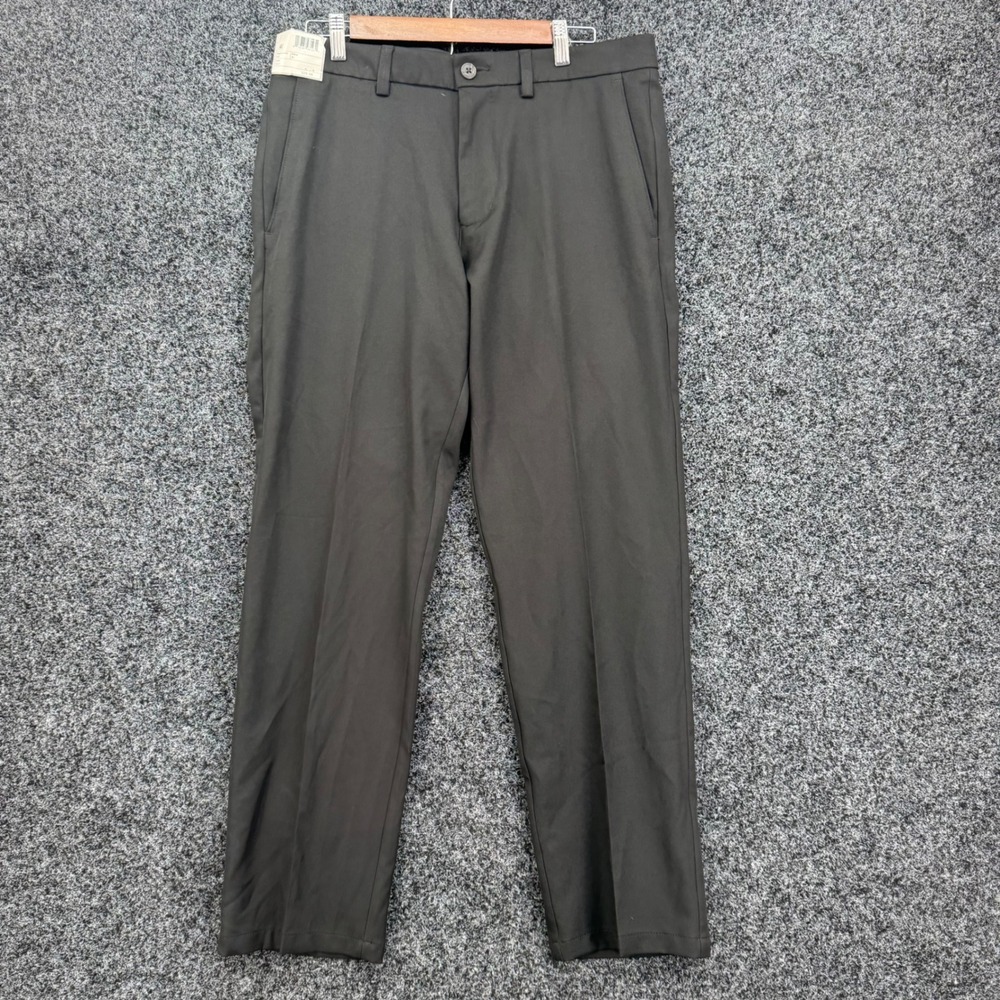 Haggar H26 Performance Dress Pants Mens 34x30 Straight Fit Black Flat Front New